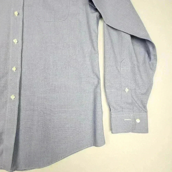 Brooks Brothers Mens Regent Dress Shirt Sz 16 4-5 Non Iron Blue‎ Micro Geometric - Picture 9 of 16